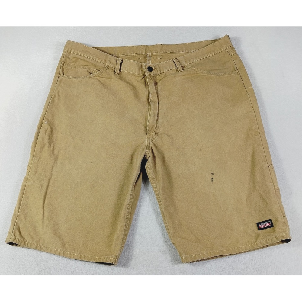 Dickies Cargo Shorts Mens 44 Beige Canvas Workwear Utility Pockets Distressed
